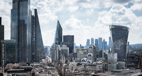 Fototapeta Naklejka Na Ścianę i Meble -  City of London view, business and office area, with skyscrapers, banks and international companies. London UK, 2020