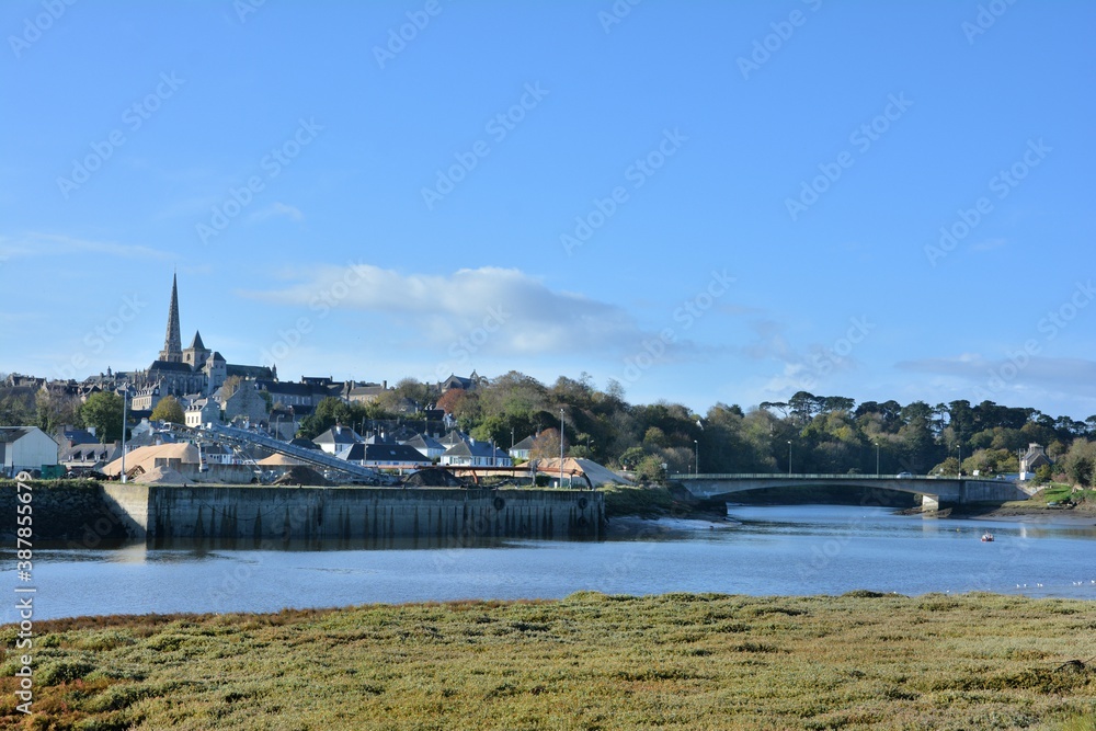 Landscape seen from the river at Treguier in Brittany France