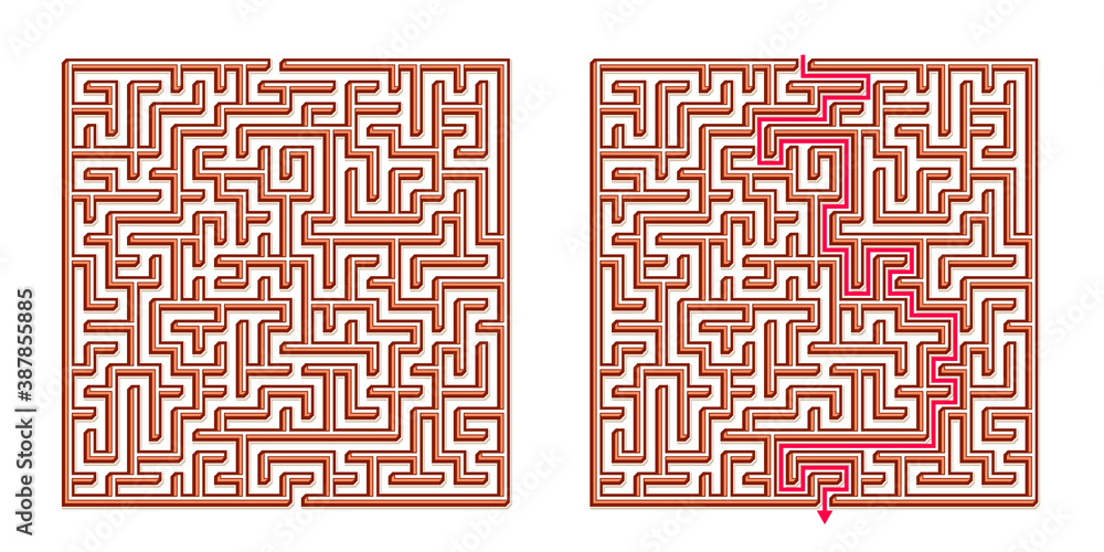 Vector 3D / Isometric Easy Square Maze - Labyrinth with Included ...