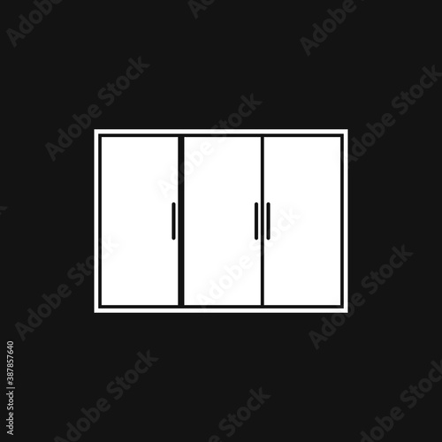 Cupboard, wardrobe, furniture flat line icon. Isolated on black background