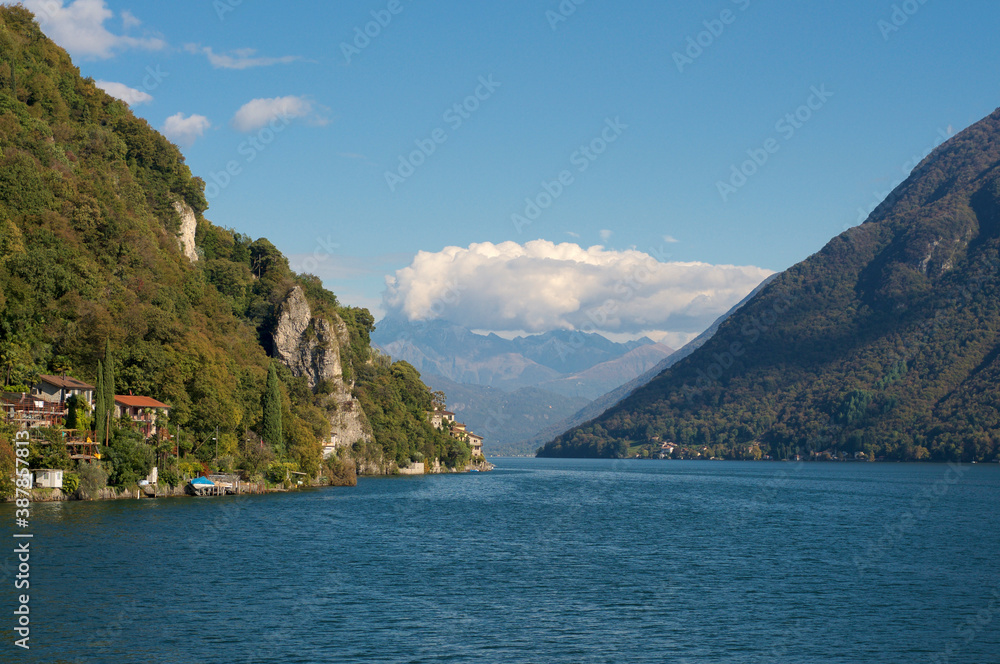 Beautiful view over Lugano lake and Gandria village