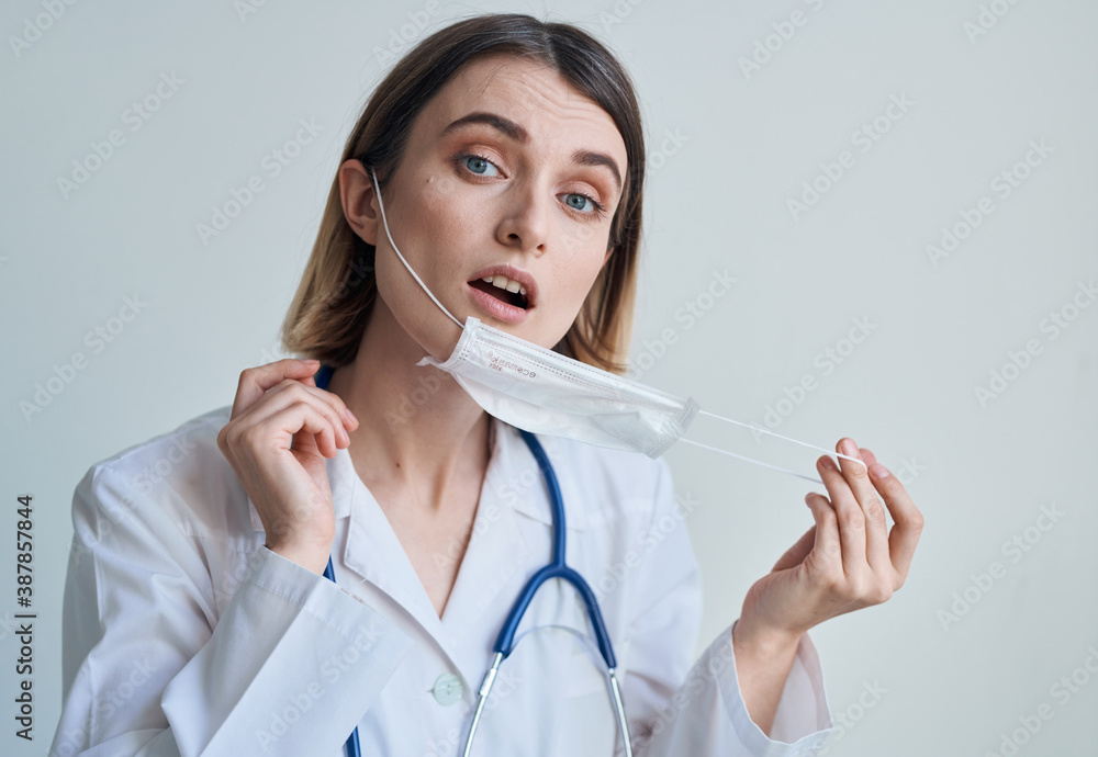 doctor in medical mask and coat health stethoscope doctor in medical mask and coat health stethoscope
