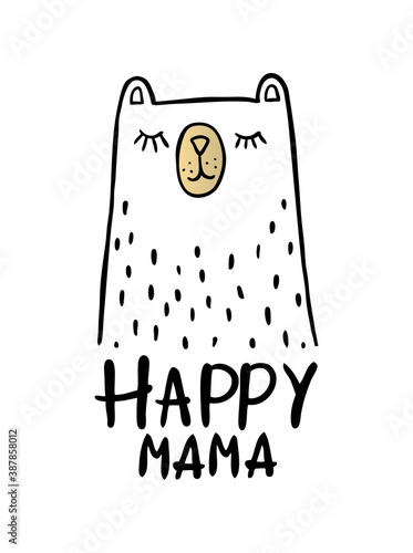 Happy mama bear mom mother animal vector