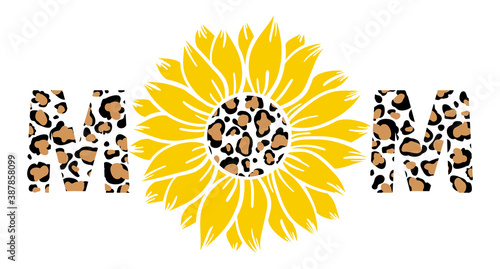 Leopard sunflower mom print vector illustration for chirt