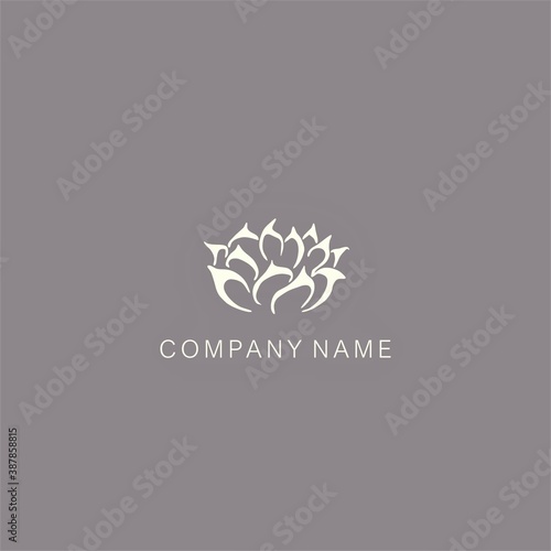 Floral-themed, simple, solid color logo prototype. Vector illustration