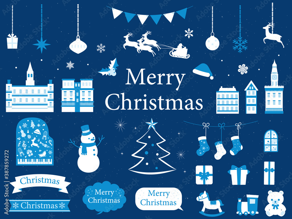 クリスマス オシャレなイラスト素材集 ブルー Vector De Stock Adobe Stock