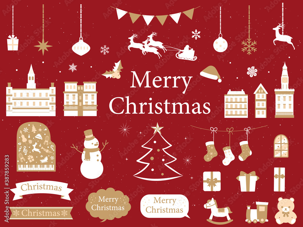 クリスマス オシャレなイラスト素材集 レッド Stock Vector Adobe Stock