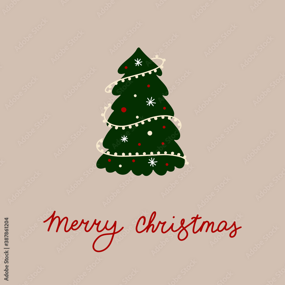 Christmas tree with decorations. Holiday background. Merry Christmas and Happy New Year. Vector illustration Christmas tree with decorations. Holiday background. Merry Christmas and Happy New Year. Vector illustration