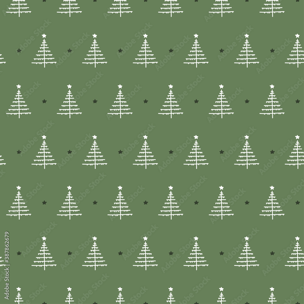 Christmas seamless vector green pattern with pines. Xmas winter poster collection. Can be used for wallpaper, pattern fills, surface textures, fabric prints. Christmas seamless vector green pattern with pines. Xmas winter poster collection. Can be used for wallpaper, pattern fills, surface textures, fabric prints.