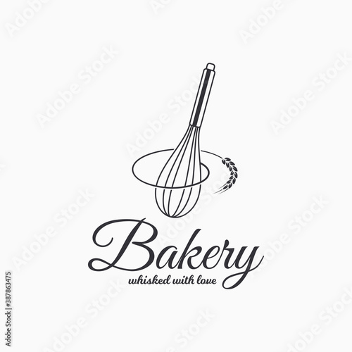 Baking with wire whisk logo. Bakery concept