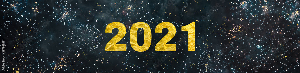 Naklejka premium Happy New Year 2021