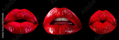 Billede på lærred Collage sexy seduction woman mouth, passion lick and sensual suck