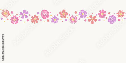 Design of an empty banner with cute flowers. Mother   s Day  Women   s Day and Valentine   s Day background. Vector