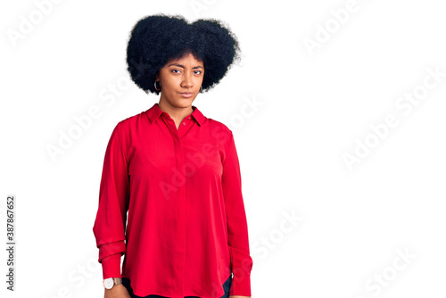 Young african american girl wearing casual clothes skeptic and nervous, frowning upset because of problem. negative person.