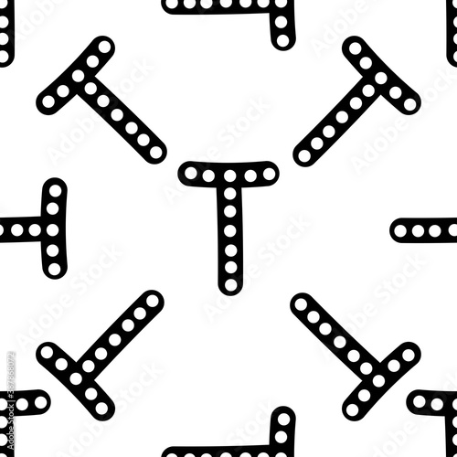 Outline seamless pattern with polka-dot russian alphabet letter on white background. Cute black and white font in flat style. Geometric letter print.
Stock vector illustration for design, decor