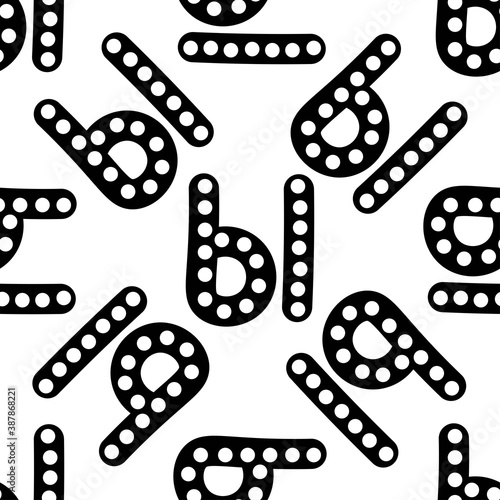 Outline seamless pattern with polka-dot russian alphabet letter on white background. Cute black and white font in flat style. Geometric letter print.
Stock vector illustration for design, decor