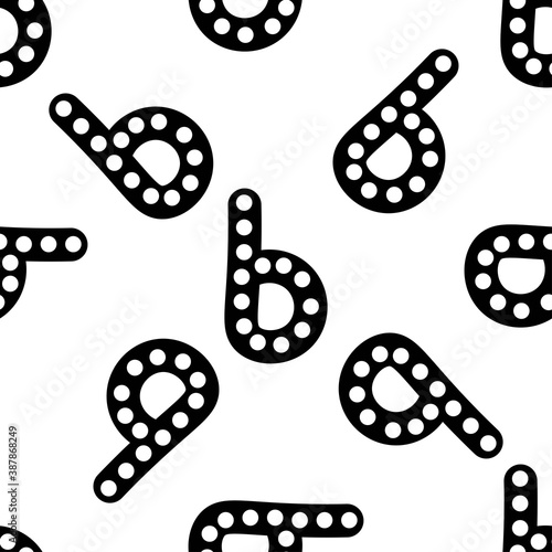 Outline seamless pattern with polka-dot russian alphabet letter on white background. Cute black and white font in flat style. Geometric letter print.
Stock vector illustration for design, decor