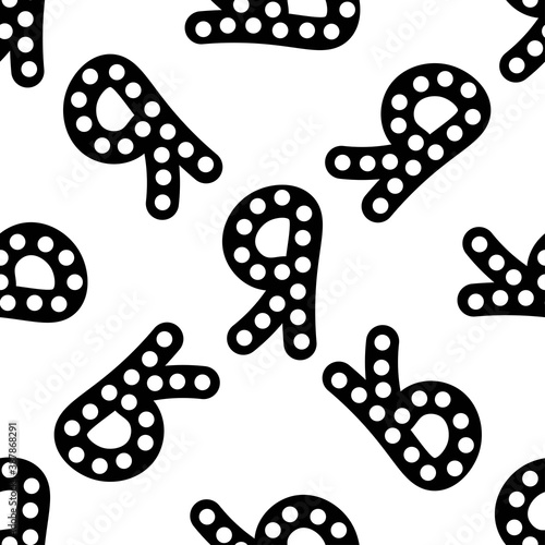Outline seamless pattern with polka-dot russian alphabet letter on white background. Cute black and white font in flat style. Geometric letter print.
Stock vector illustration for design, decor