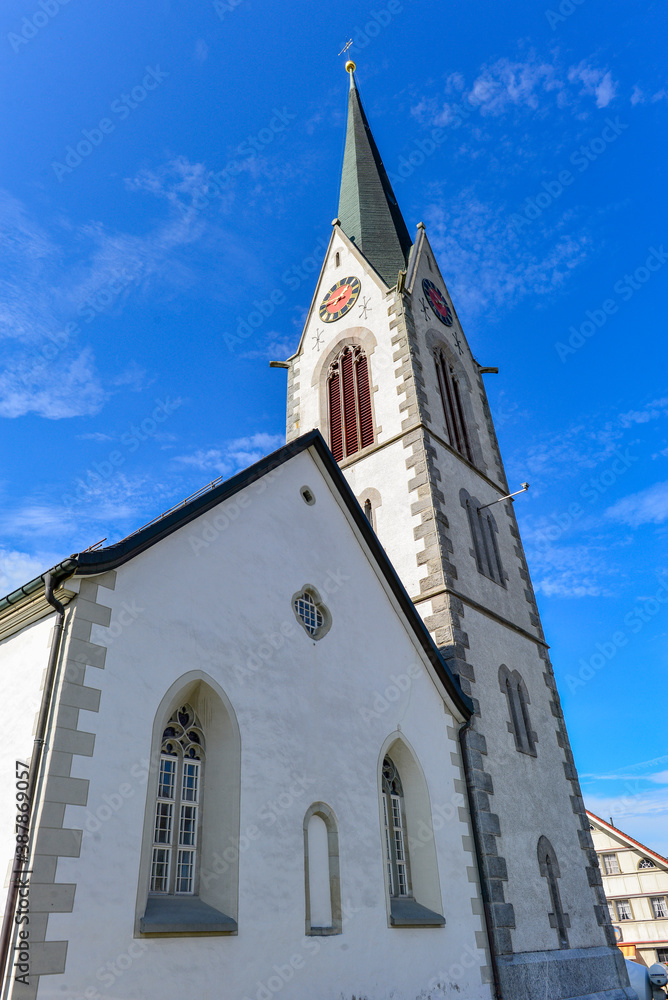 Reformierte Kirche Hundwil im Kanton Appenzell Ausserrhoden, Schweiz Reformierte Kirche Hundwil im Kanton Appenzell Ausserrhoden, Schweiz