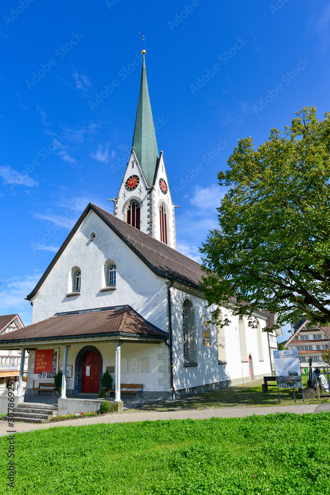 Reformierte Kirche Hundwil im Kanton Appenzell Ausserrhoden, Schweiz Reformierte Kirche Hundwil im Kanton Appenzell Ausserrhoden, Schweiz