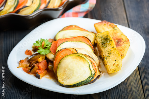 Ratatouille and baked potatoes