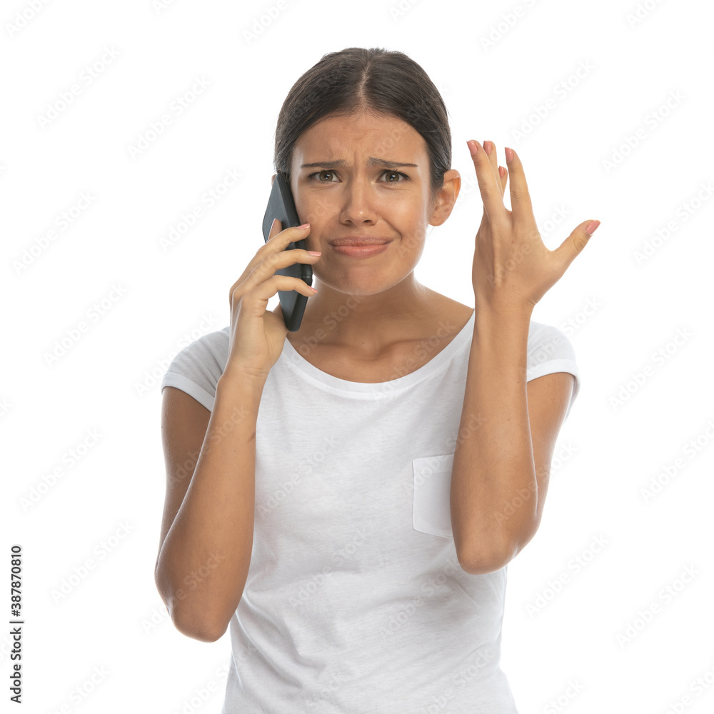 Bothered casual woman talking and gesturing whatever Bothered casual woman talking and gesturing whatever