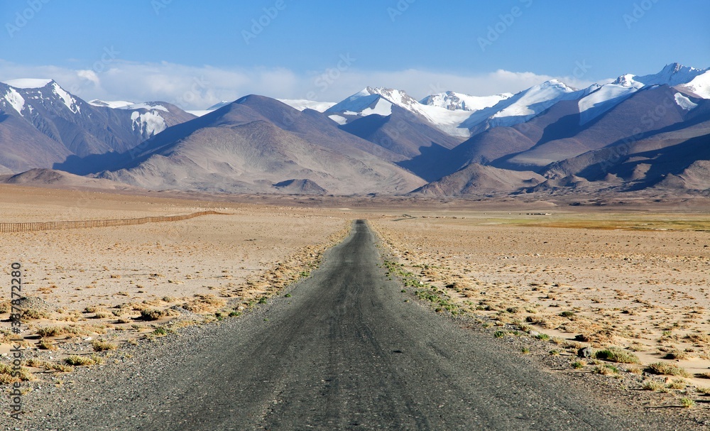 Pamir highway near Karakul lake Pamir mountains
