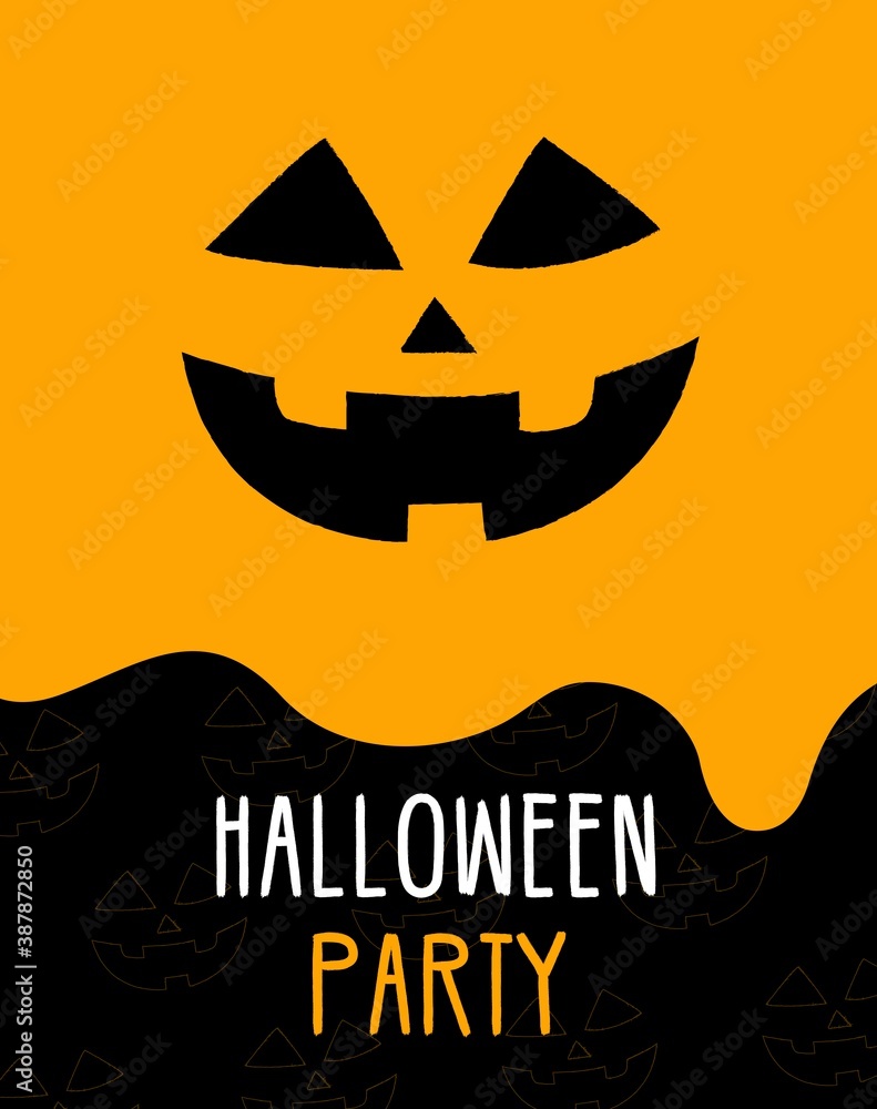 Halloween Party poster. Pumpkin face banner