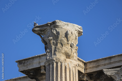 Athens, Greece - January 9, 2020: Picturesque view of Roman Agora ruins: Remains of the Roman Agora built in Athens during the Roman period. Athens, Greece.