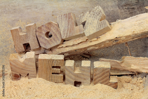 Canvas Print wood flour, insect pests (woodworm) were active