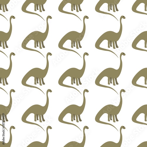 Wonderful brontosaurus on a white background. Beautiful predators in a flat style. Cartoon animals reptiles for web pages.
Stock vector illustration for decor, design, textile baby,
wallpaper