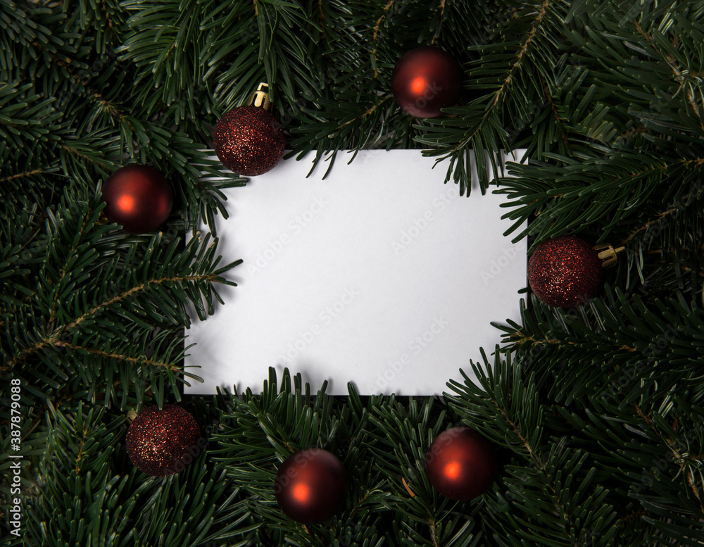 Christmas card for your text with festive decorations Christmas card for your text with festive decorations