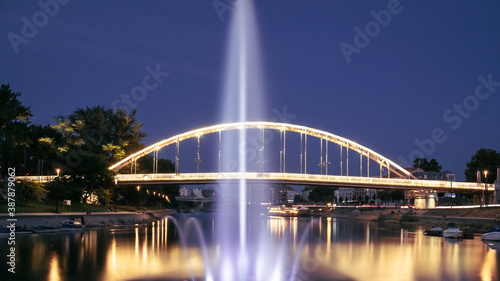 Night view of Kossuth Bridge in Gyor  Hungary