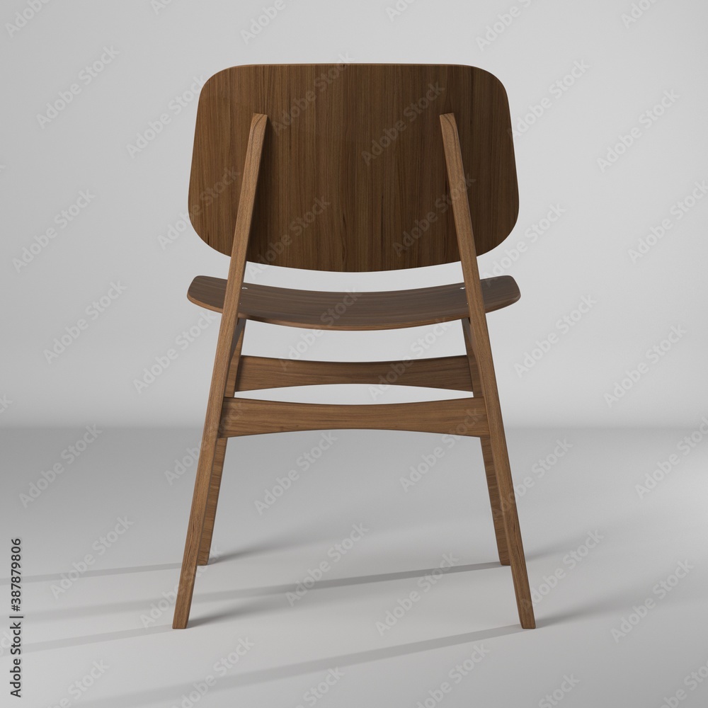 Foto Modelo 3d aislado de silla soborg de madera