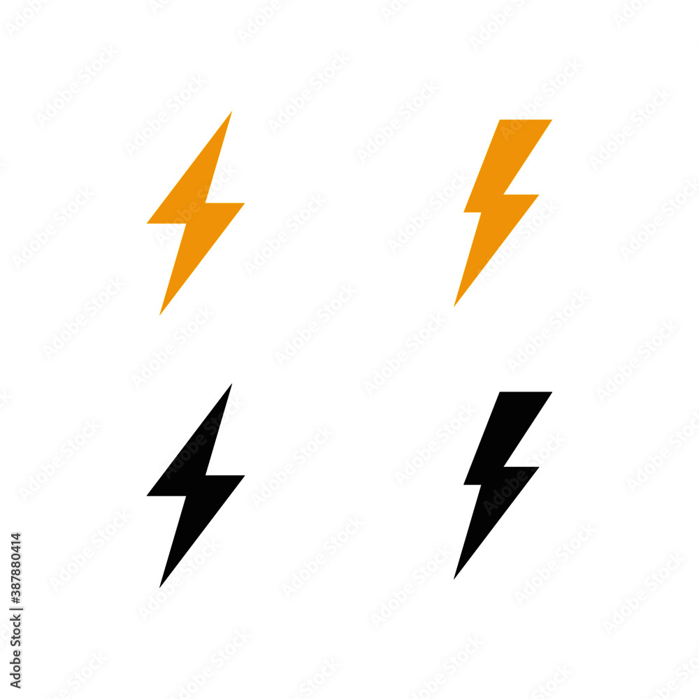 Black Thunder and Bolt Lighting Flash Icons Set. Flat Style Black Thunder and Bolt Lighting Flash Icons Set. Flat Style