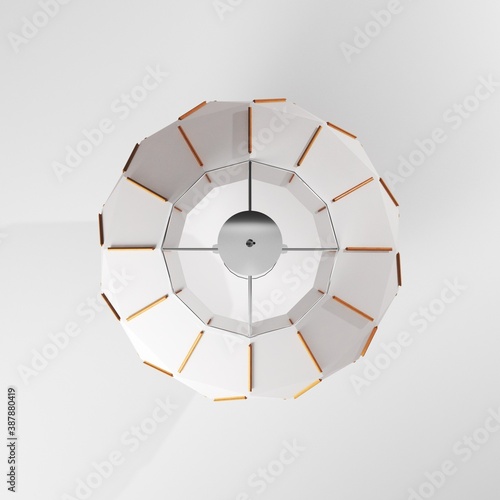 Modelo 3d de lampara Sjopenna blanca geometrica con detalles en madera