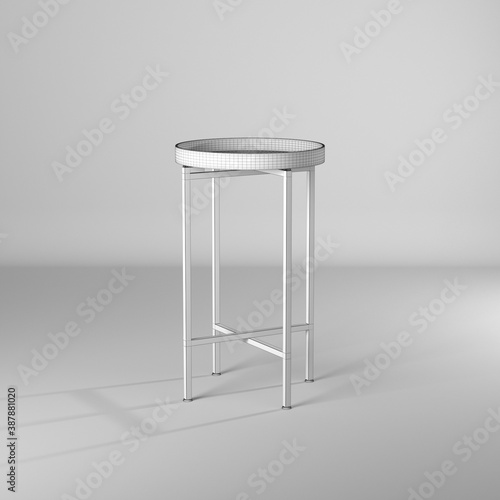 Modelado 3d estilo wire-frame estructura alambrica de una mesa