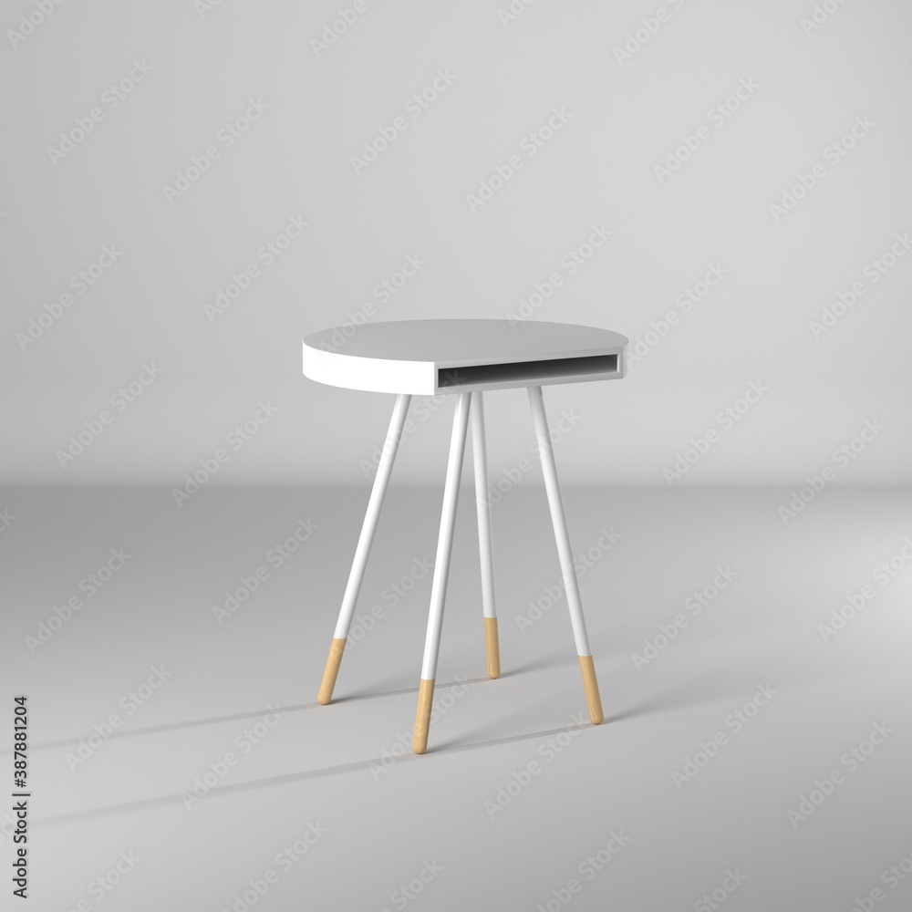 Modelo 3d de mesa redonda con patas de madera Modelo 3d de mesa redonda con patas de madera