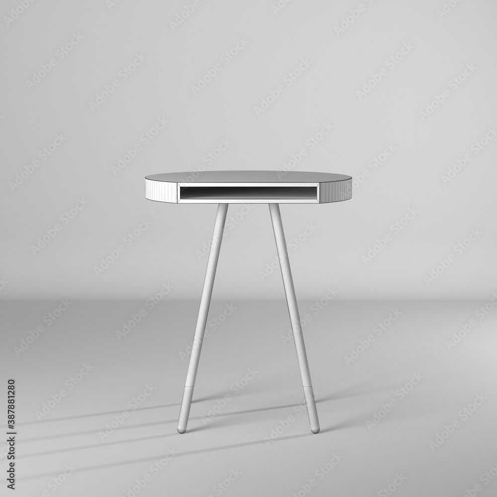 Modelo 3d de mesa geomtrica en estilo wire-frame/estructura alambrica, material blanco con lineas negras Modelo 3d de mesa geomtrica en estilo wire-frame/estructura alambrica, material blanco con lineas negras