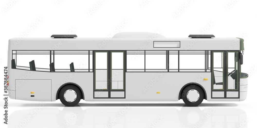 White bus Isolated (side view). 3D rendering
White bus Isolated (side view). 3D rendering