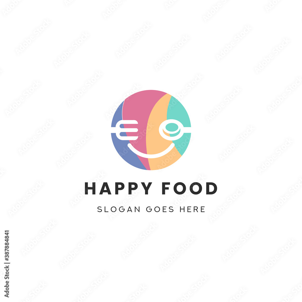 Happy Food Colorfull Logo Icon Template Design