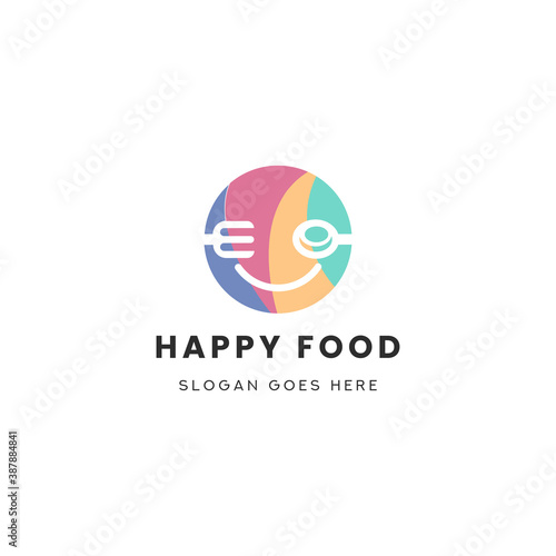 Happy Food Colorfull Logo Icon Template Design