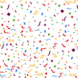 Streamers and confetti. Colourful tinsel and foil ribbons. Confetti falling rain on white background. . Elegant celebration concept. Background with many falling tiny confetti