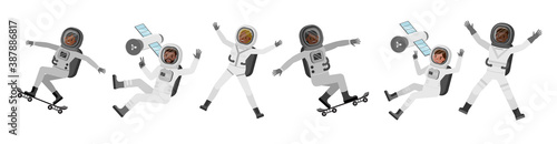 Set of Astronaut people working character vector design. Presentation in various action with emotions. no5