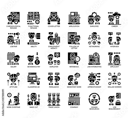 Set of Job Search thin line and pixel perfect icons for any web and app project.