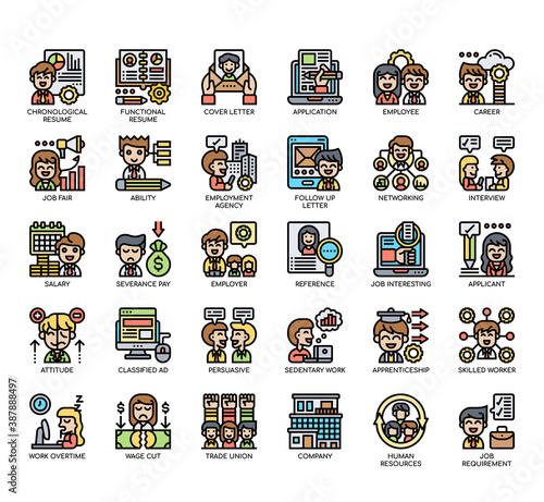 Set of Job Search thin line and pixel perfect icons for any web and app project.