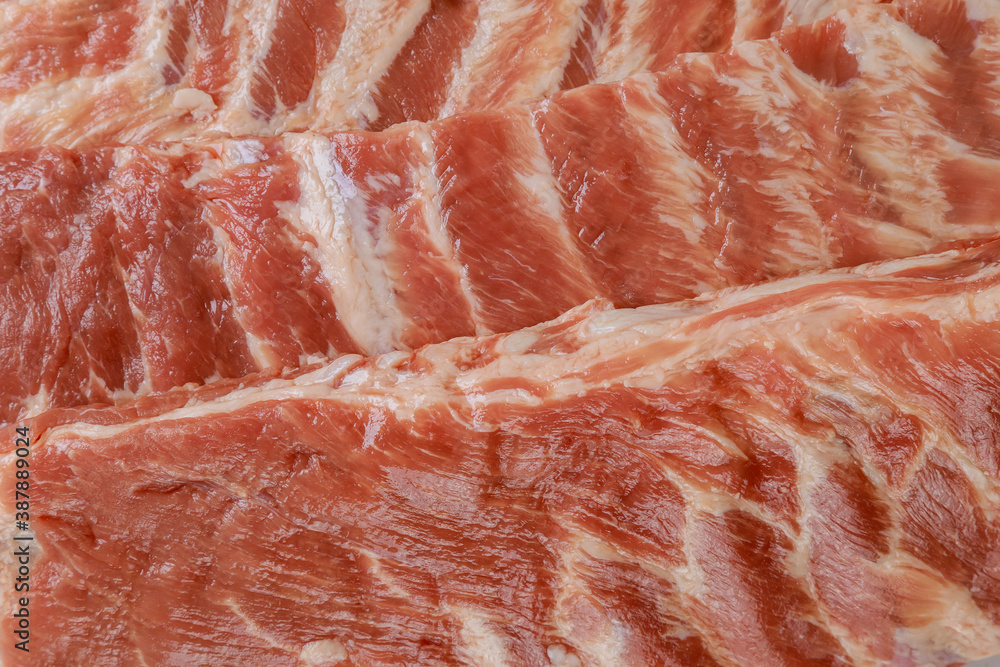 Fresh pork spare ribs isolated on white background.