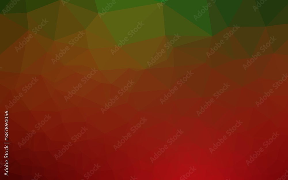 Light Green, Red vector shining hexagonal background.