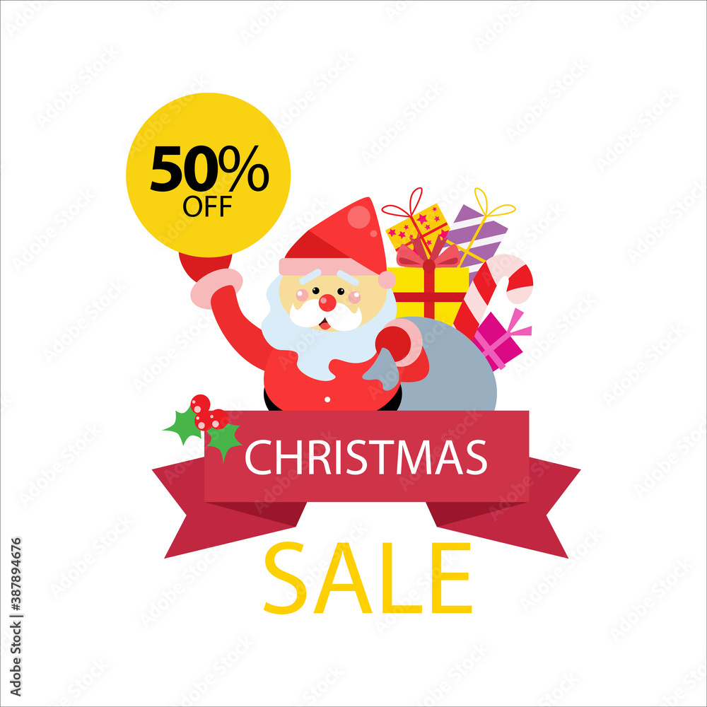 Christmas Sale 50% off Label Tag Vector Template Design Illustration