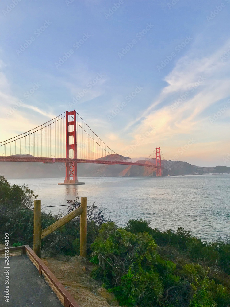 Beautiful morning next to the Golden Gate Bridge in San Francisco